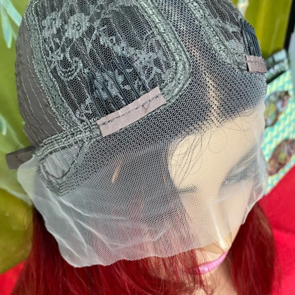 vampire red black lace front wig